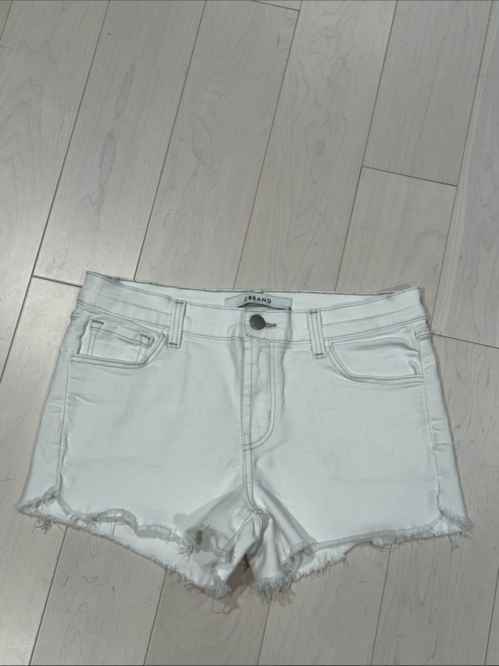 J Brand White stretch Denim Frayed Hem Women's Shorts - size 25